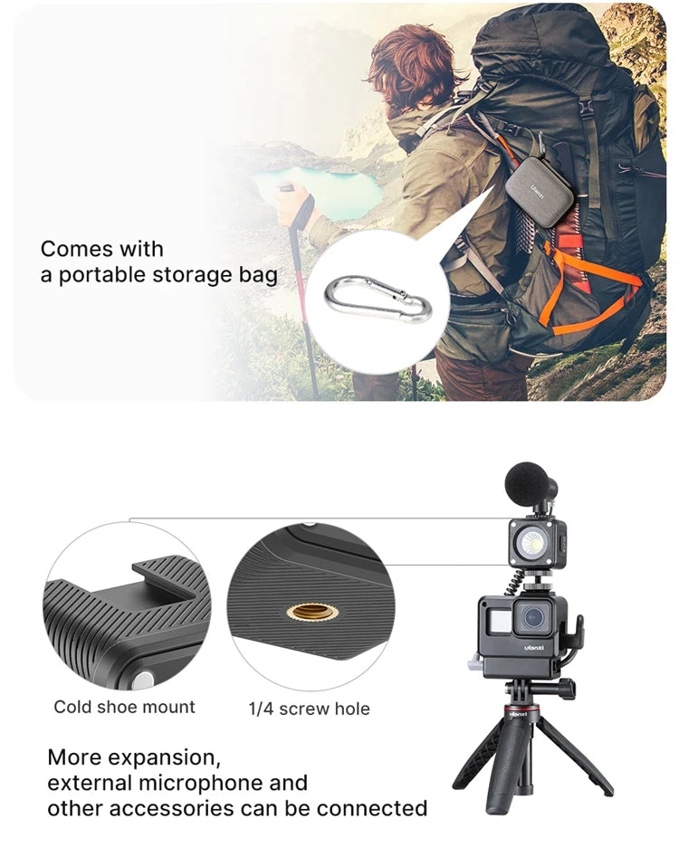 Ulanzi L2 Cute Lite Waterproof Mini LED Video Light Magnetic With Diffuser For 10m Underwater Shoot for Gopro Hero 12 11 10 9 8