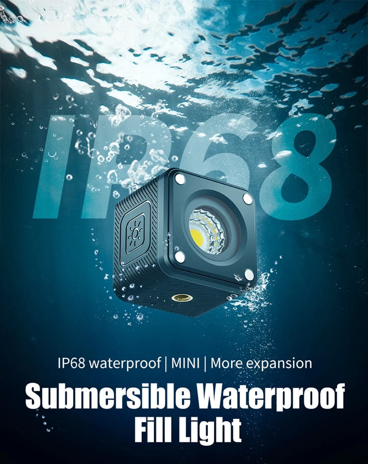 Ulanzi L2 Cute Lite Waterproof Mini LED Video Light Magnetic With Diffuser For 10m Underwater Shoot for Gopro Hero 12 11 10 9 8