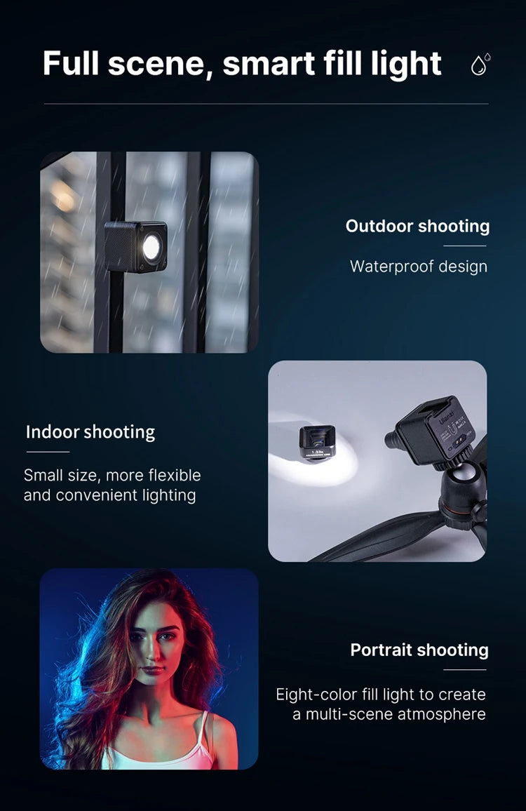 Ulanzi L2 Cute Lite Waterproof Mini LED Video Light Magnetic With Diffuser For 10m Underwater Shoot for Gopro Hero 12 11 10 9 8