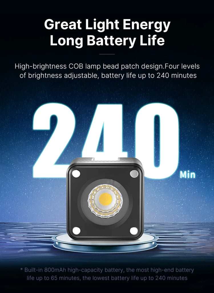 Ulanzi L2 Cute Lite Waterproof Mini LED Video Light Magnetic With Diffuser For 10m Underwater Shoot for Gopro Hero 12 11 10 9 8