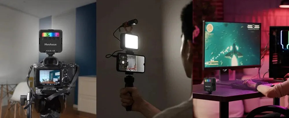 Minifocus RGB Video Light Mini LED Camera Light 1800mAh Rechargable LED Panel Lamp Photo Video Fill Lighting for Youtube Tik Tok