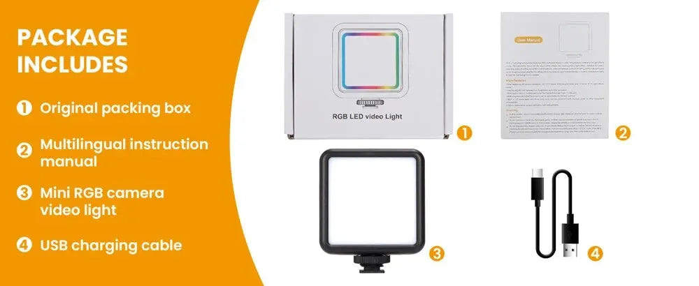 Minifocus RGB Video Light Mini LED Camera Light 1800mAh Rechargable LED Panel Lamp Photo Video Fill Lighting for Youtube Tik Tok