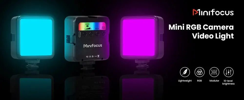 Minifocus RGB Video Light Mini LED Camera Light 1800mAh Rechargable LED Panel Lamp Photo Video Fill Lighting for Youtube Tik Tok